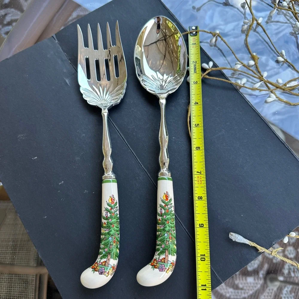 Spode Christmas Tree Cutlery - Serving Utensils Stainless Steel 2 Pc